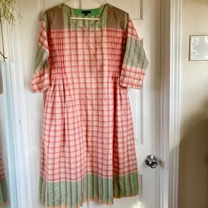 Handwoven Tassar Silk + Cotton Checks Dress